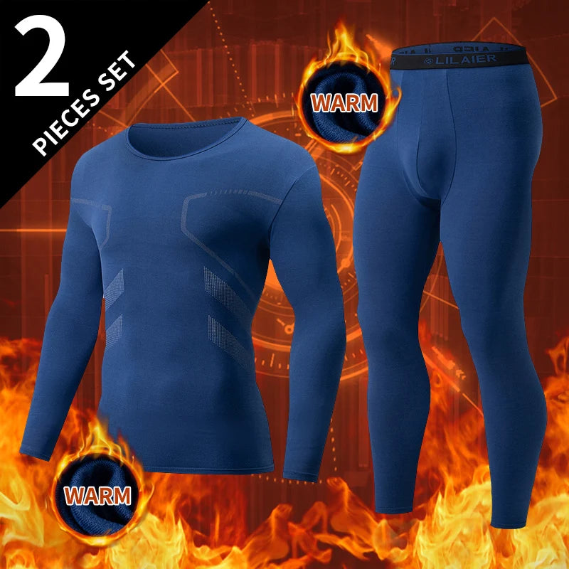 2-piece Autumn/Winter Men's Casual And Comfortable Warm Suit Youth Sports And Fitness Base Underwear Set Long Sleeved Base Shirt