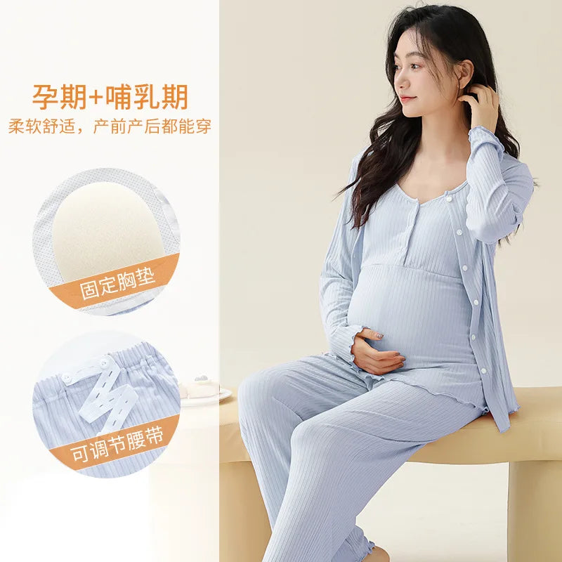 Women's Three-Piece Modal Nursing Pyjama & Robe Set