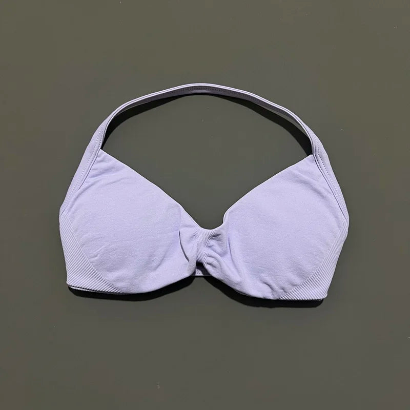 Women's Strappy Backless Halter Sports Bra
