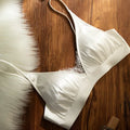 YANFENPRO Satin Deep V Bralette For Women Triangle Cup Lace Lightweight Push Up Side Smoothing Anti Sagging Small Bust Wear