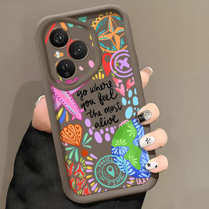 Airplane Painting Pattern Phone Case For Honor 400 200 Pro X8c X9c Smart X6a X6b X6c Magic7 Lite Shockproof Soft Silicone Cover