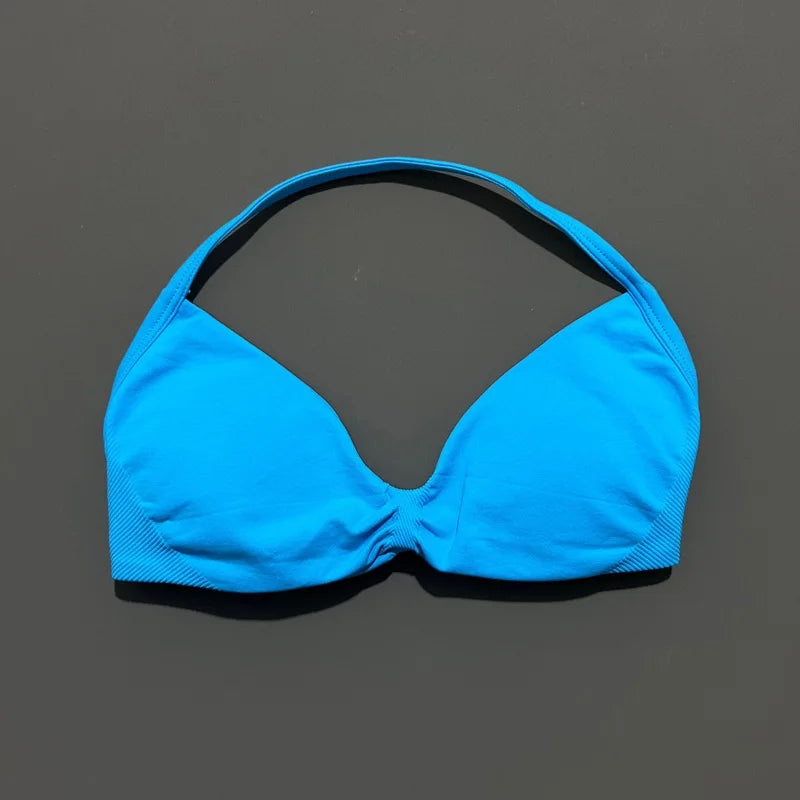 Women's Strappy Backless Halter Sports Bra