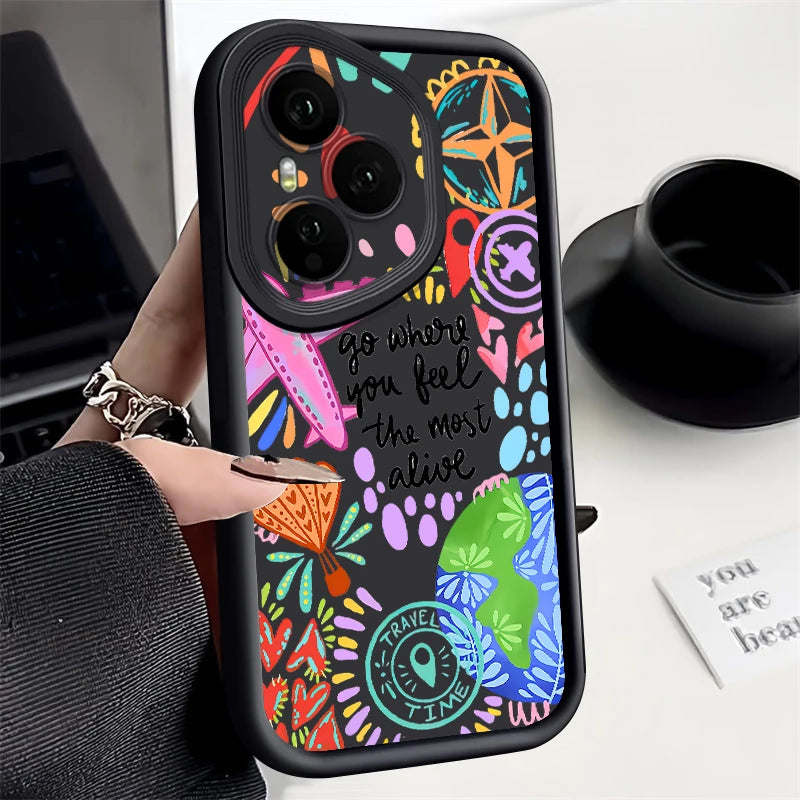 Airplane Painting Pattern Phone Case For Honor 400 200 Pro X8c X9c Smart X6a X6b X6c Magic7 Lite Shockproof Soft Silicone Cover