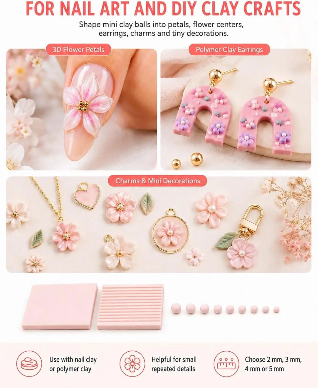 4-Piece Nail Art & Clay Bead Roller Set