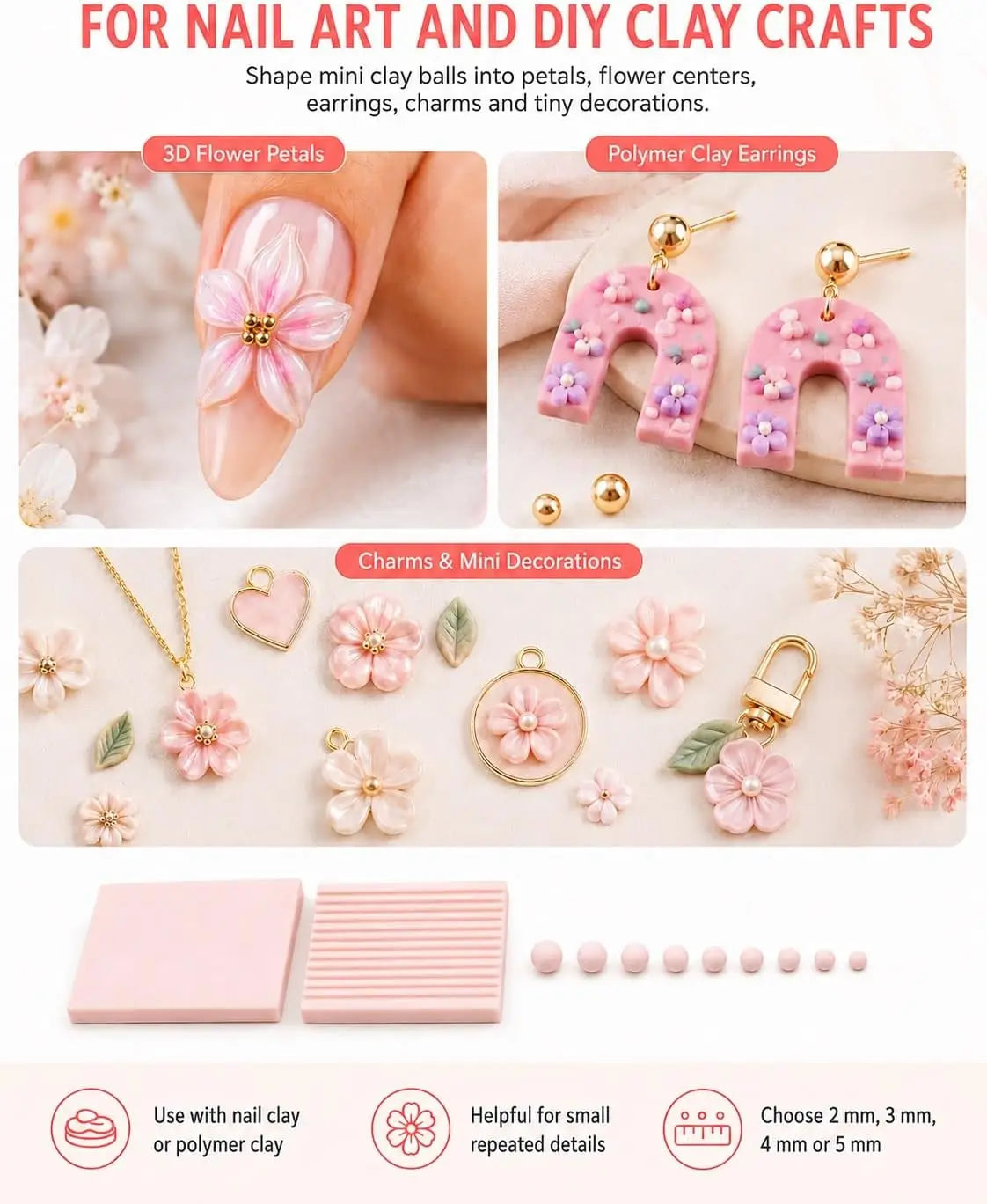 4-Piece Nail Art & Clay Bead Roller Set
