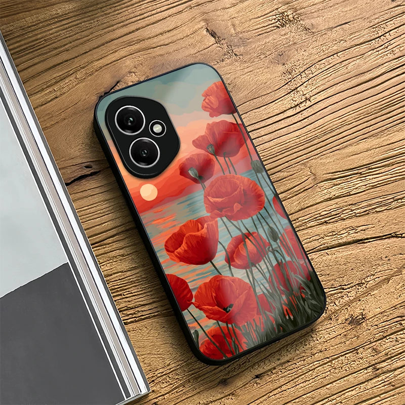 Floral Tulip Pattern Phone Case For Huawei Honor 400 Lite 90 70 50 Lite 30 20 20S 300 Pro 200 Smart Tempered Glass Cover