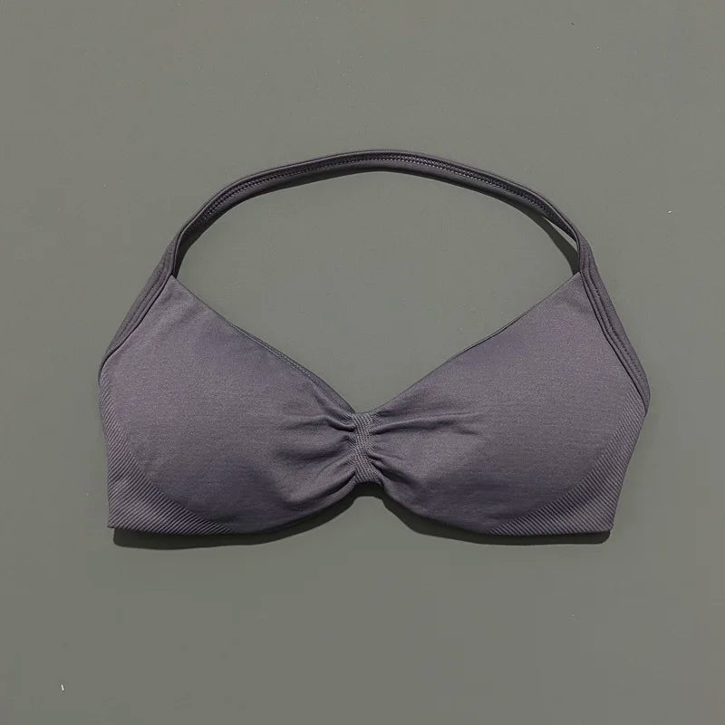 Women's Strappy Backless Halter Sports Bra