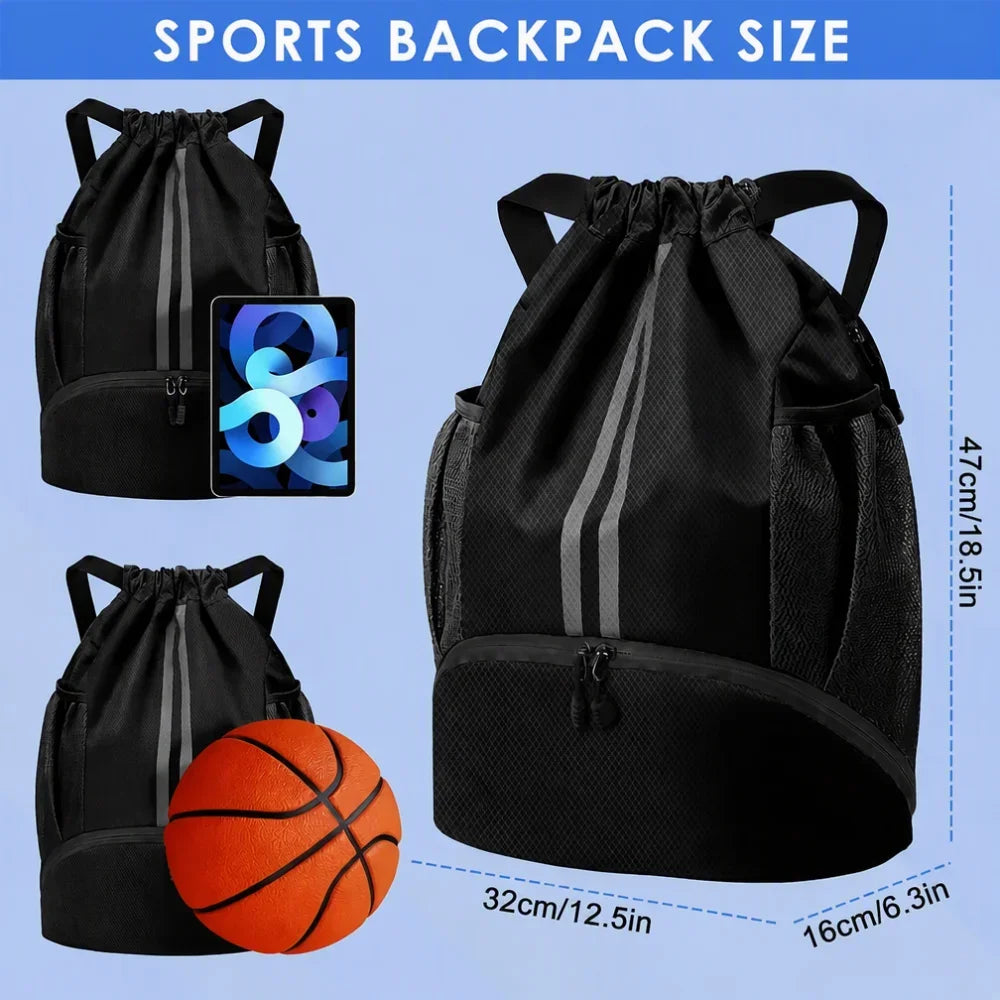 Drawstring Sports Backpack with Shoe Compartment