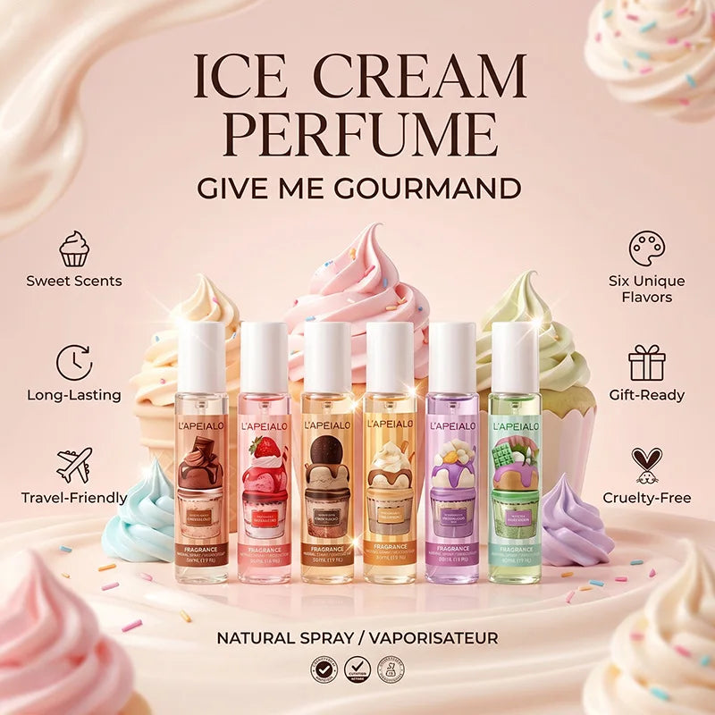 LAPEIALO Ice cream perfume 6 Gift box set of gourmet milk-flavored light fragrance mini portable spray bottles