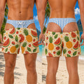 Funny 3D Print Padded Buttock Underwear Designs Swim Trunks For Men Hawaii Theme Style Quick Dry Blue Stripe Beach Shorts Hot