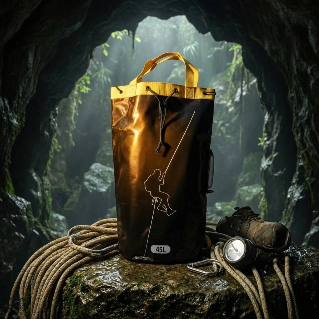 Rope Storage Backpack Drawstring Closure Climbing Rope Backpack Outdoor Gear Drain Hole Carry Handles for Climbers