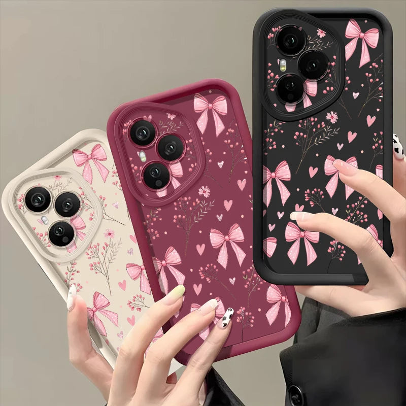 Pink Bow Soft TPU Phone Case for Honor Models