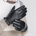 Sheepskin Gloves Men's Winter Warm Leather Gloves for Cycling Motorcycles and Driving Thin Fleece-Lined Touch Screen Sheepskin Gloves