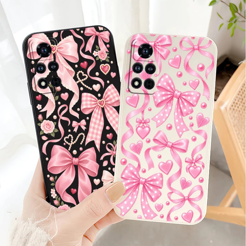 Bow Knots Flower Phone Case For Honor 600 Pro 400 70 Lite 500 200 90 Smart 50 SE 20 9C 9X Pro Shockproof Silicon Soft Cases Etui
