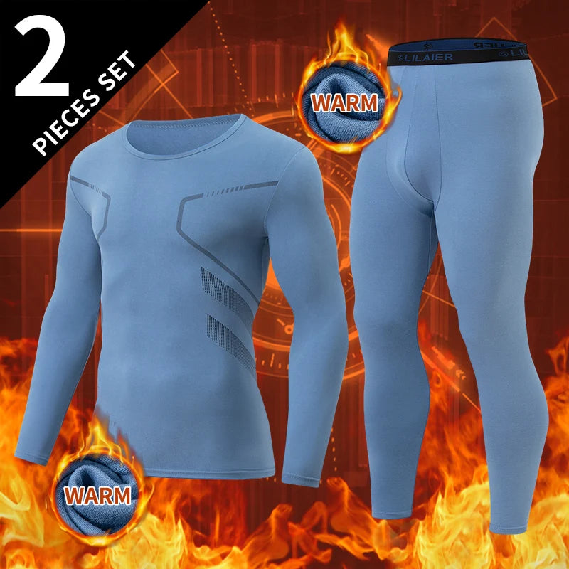 2-piece Autumn/Winter Men's Casual And Comfortable Warm Suit Youth Sports And Fitness Base Underwear Set Long Sleeved Base Shirt