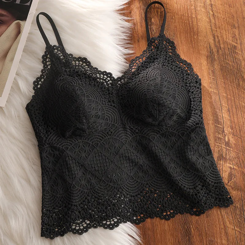 Women's Lace Cami Top with Built-In Pads