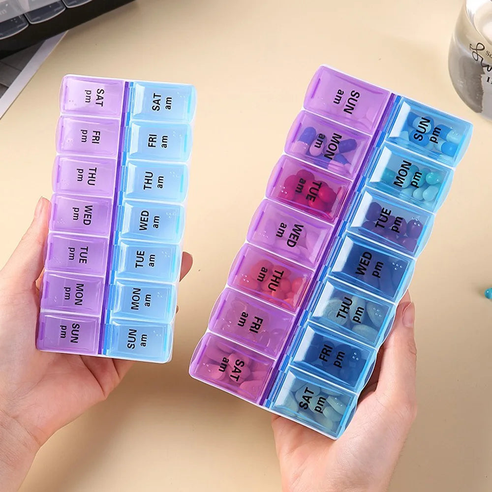 Portable 14-Compartment Pill Organiser