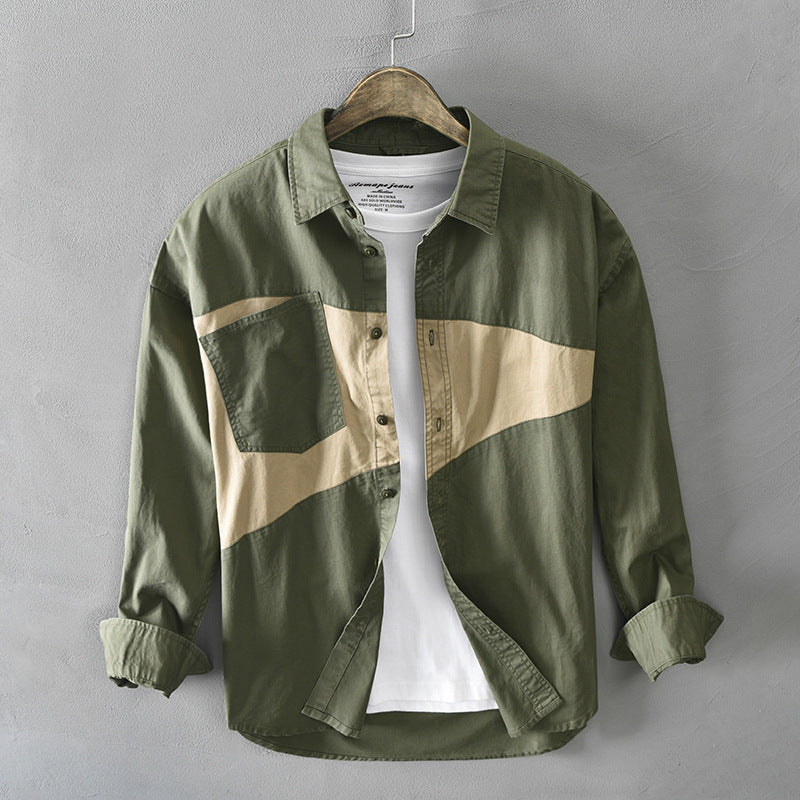 Z119 Autumn and Winter New Men's Personalized Patchwork Casual Cotton Shirt Jacket Dropshipping