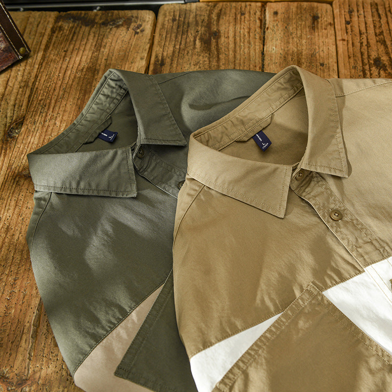 Z119 Autumn and Winter New Men's Personalized Patchwork Casual Cotton Shirt Jacket Dropshipping