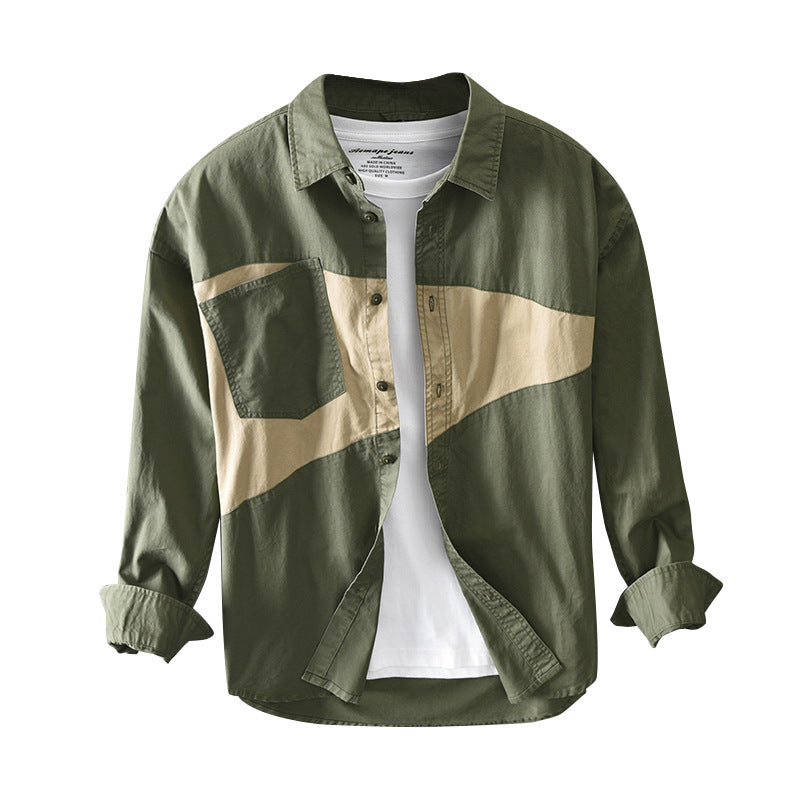 Z119 Autumn and Winter New Men's Personalized Patchwork Casual Cotton Shirt Jacket Dropshipping