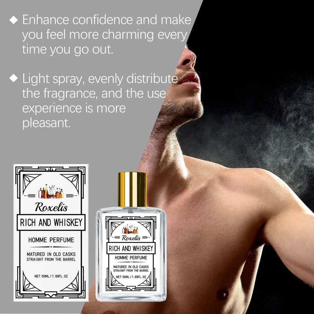Roxelis 50ml Charm Whisky Men's Perfume Gulong Fragrance Elegant Fresh Charm Fragrance for Men Perfume