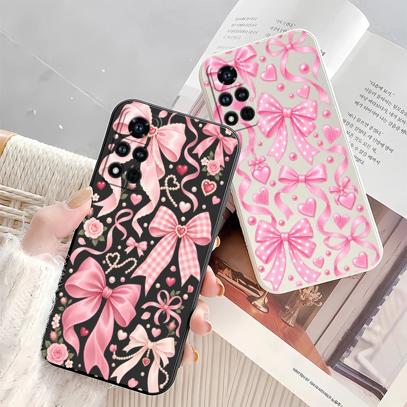 Bow Knots Flower Phone Case For Honor 600 Pro 400 70 Lite 500 200 90 Smart 50 SE 20 9C 9X Pro Shockproof Silicon Soft Cases Etui