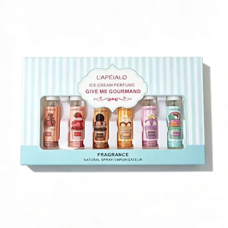 LAPEIALO Ice cream perfume 6 Gift box set of gourmet milk-flavored light fragrance mini portable spray bottles