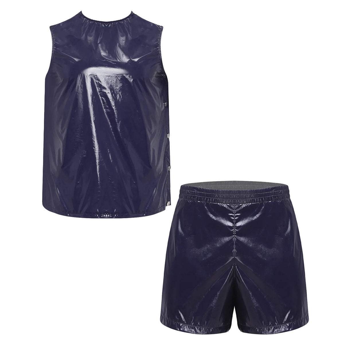 Mens Special Needs Waterproof Sweat Tracksuit Tank Tops Set And Sides Buttons Boxer Shorts Two Pieces Outfit Adaptive Clothing