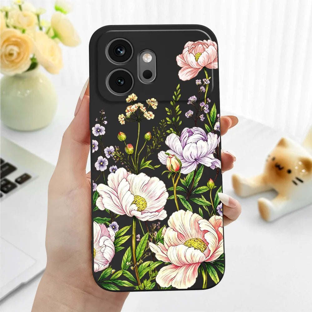 Peony Patch Phone Case For Huawei Honor 600 400 300 200 100 90 Pro Lite Smart Magic 8 7 4 Silicone Soft Cover