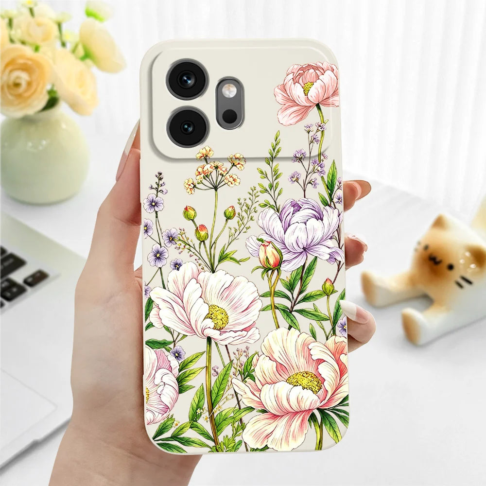 Peony Patch Phone Case For Huawei Honor 600 400 300 200 100 90 Pro Lite Smart Magic 8 7 4 Silicone Soft Cover