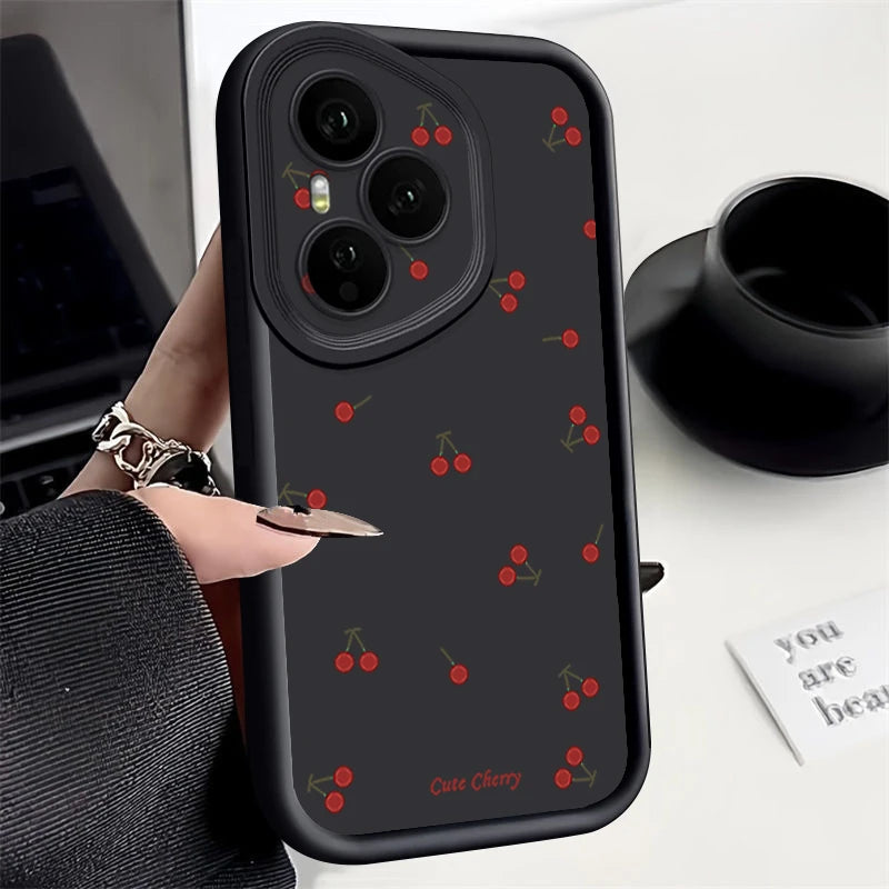 Mini Red Cherry Printed Soft TPU Phone Case For Honor 400 Pro 200 Pro X8c X9c Smart X6a X6b X6c Magic7 Lite Silicone Back Cover