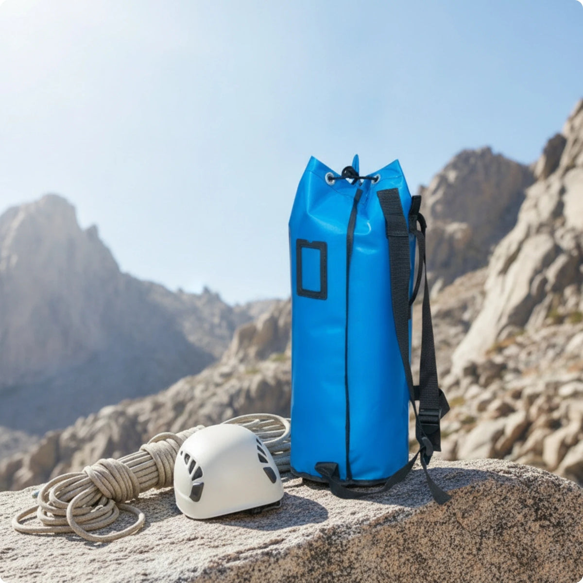 Cylindrical Rope Bag Waterproof Climbing Rope Bag Gear Carrier Metal Eyelets Adjustable Backpack Straps for Climbers