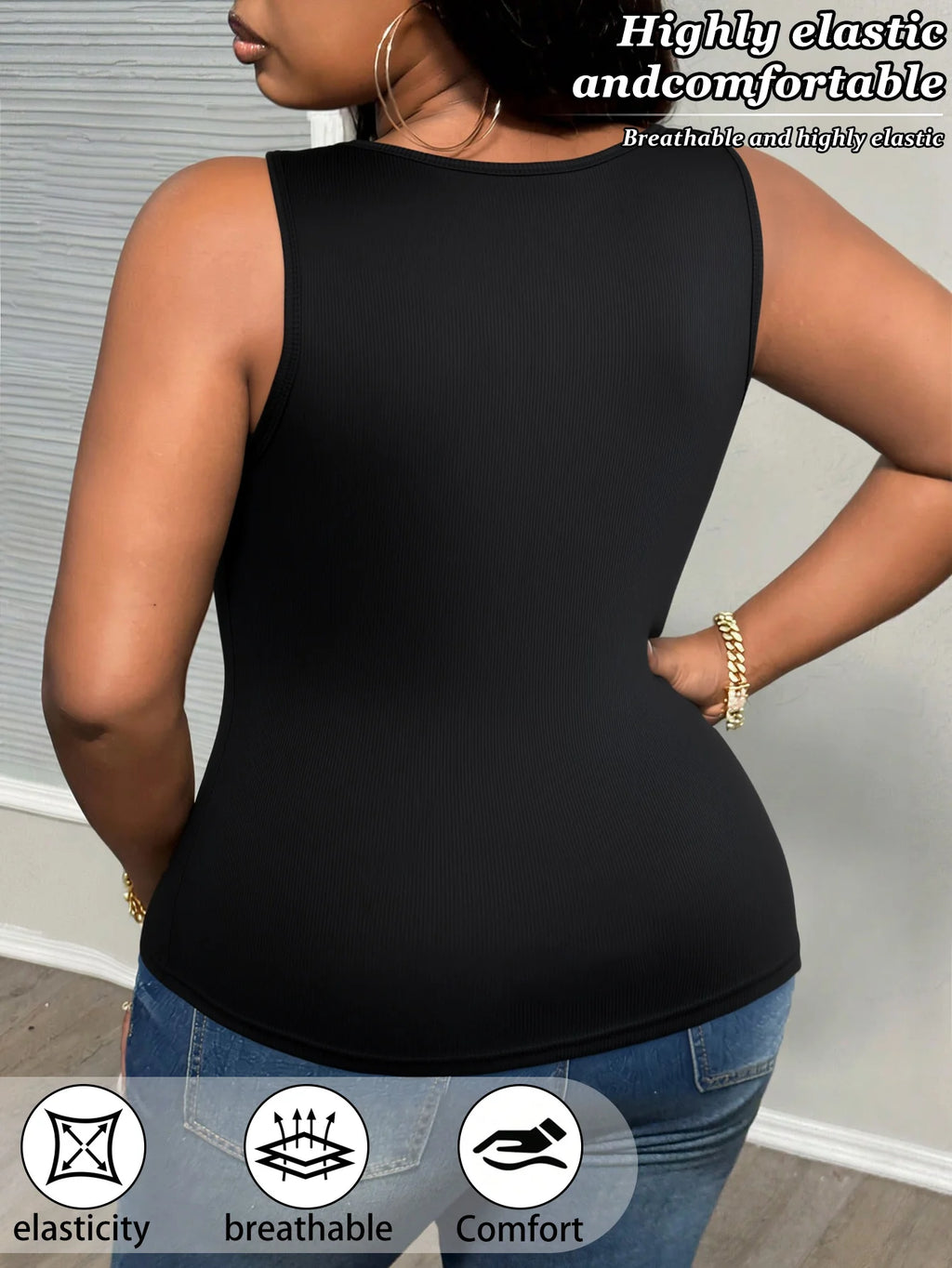 Women's Plus-Size Lace V-Neck Vest Tops – 3 Pack
