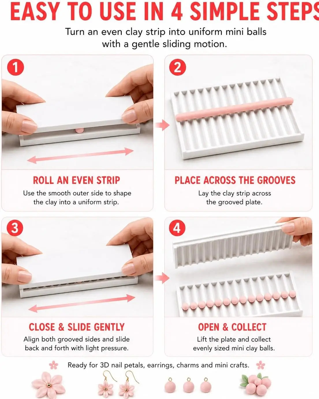 4-Piece Nail Art & Clay Bead Roller Set