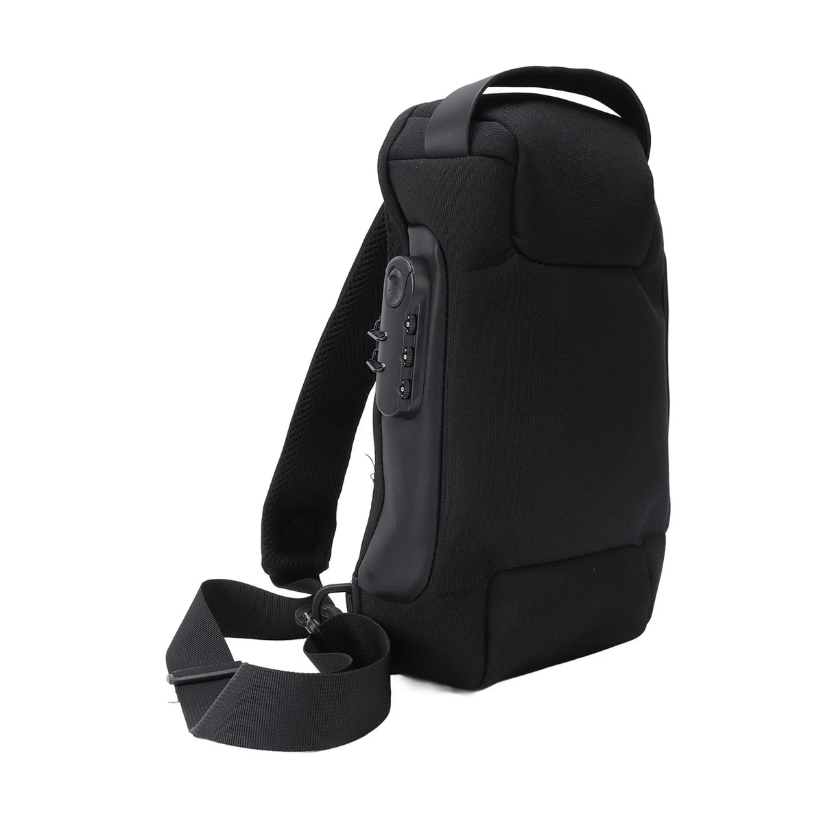 Shoulder Backpack Oxford Cloth Large Capacity Lockable Zipper Portable Sling Bag for Women Men Black 1 Piece 320g