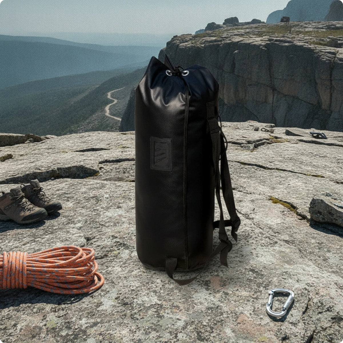 Cylindrical Rope Bag Waterproof Climbing Rope Bag Gear Carrier Metal Eyelets Adjustable Backpack Straps for Climbers
