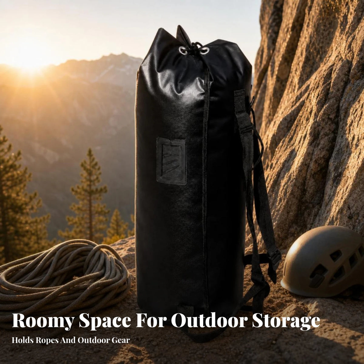 Cylindrical Rope Bag Waterproof Climbing Rope Bag Gear Carrier Metal Eyelets Adjustable Backpack Straps for Climbers