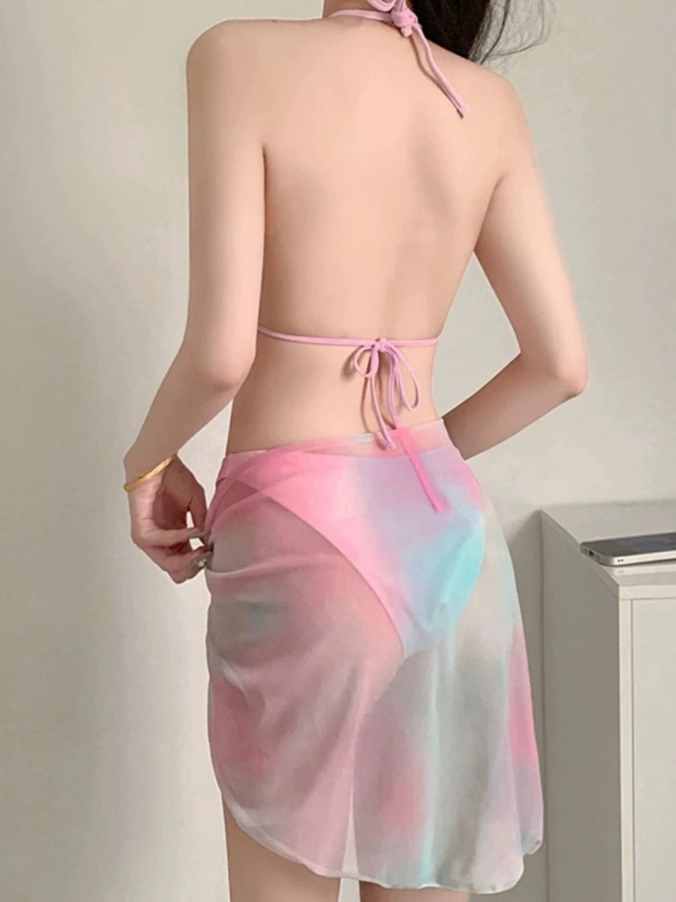Women's Pink & Blue Bikini Set