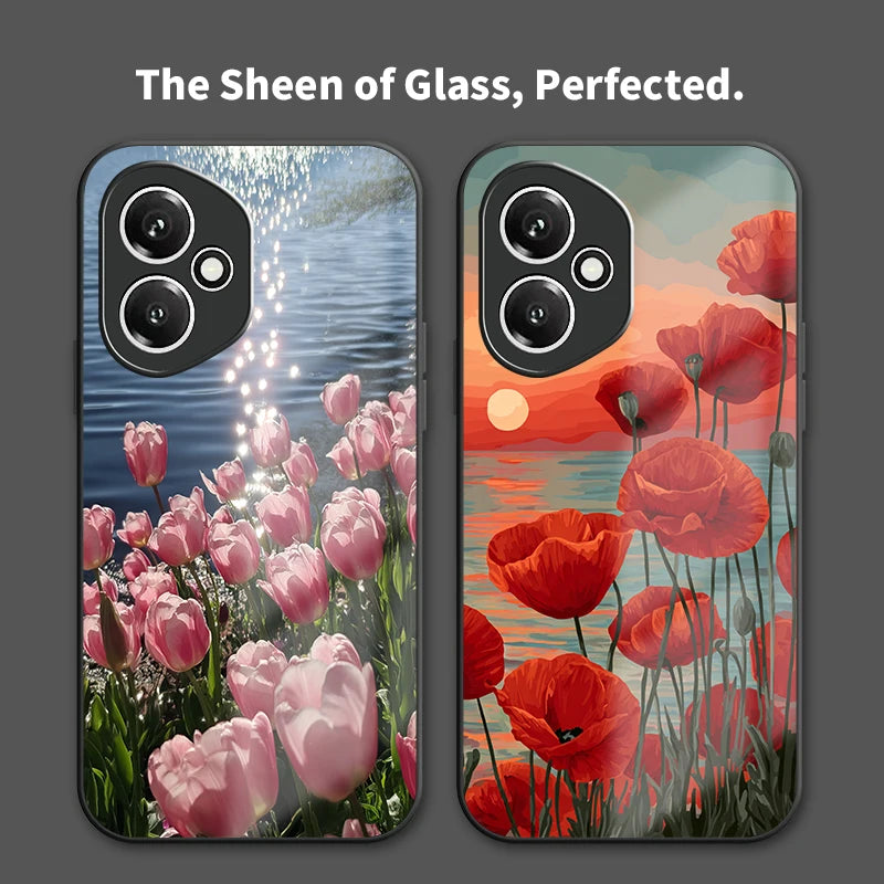 Floral Tulip Pattern Phone Case For Huawei Honor 400 Lite 90 70 50 Lite 30 20 20S 300 Pro 200 Smart Tempered Glass Cover