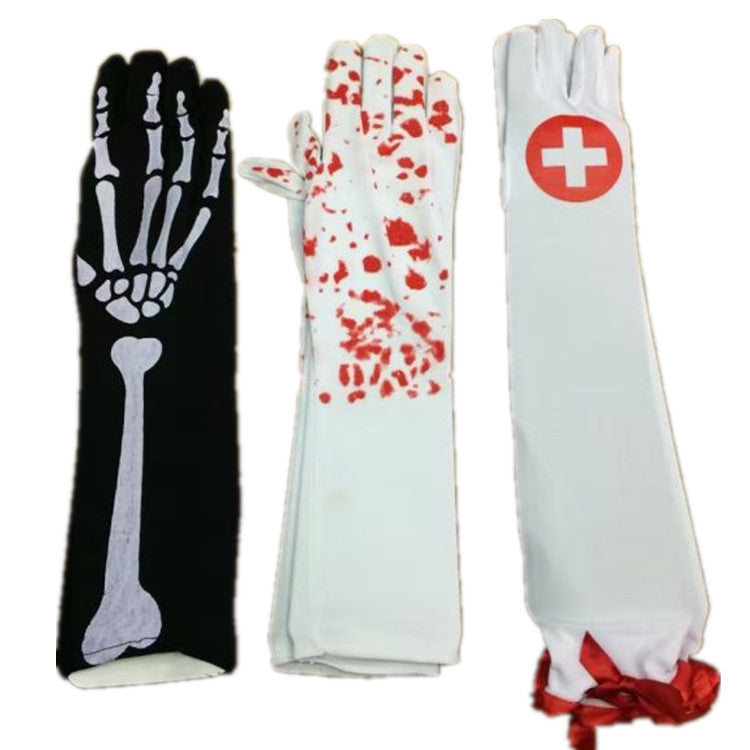 Harvey Halloween Fancy Dress Show Party Play Characters Blood Gloves Cross Skeleton Lace Gloves