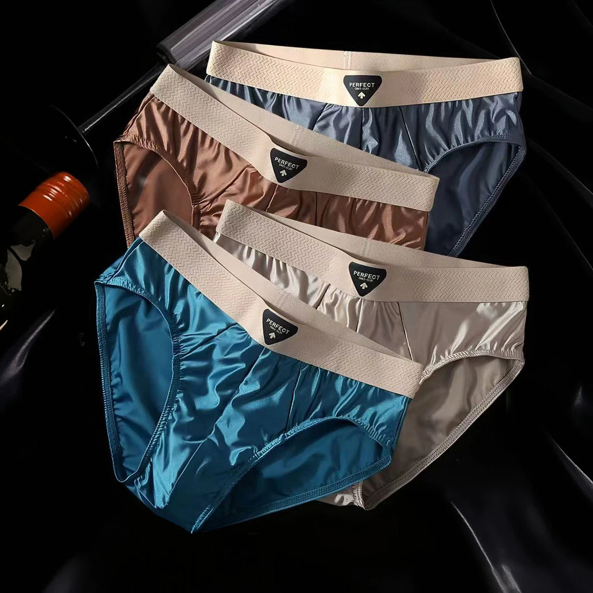 Men's Ice Silk Boxer Briefs 4-Pack Soft Smooth Daily Wear Shorts Multiple Colors Flat Corner Underwear