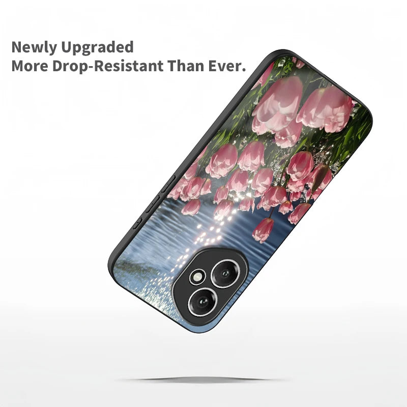 Floral Tulip Pattern Phone Case For Huawei Honor 400 Lite 90 70 50 Lite 30 20 20S 300 Pro 200 Smart Tempered Glass Cover