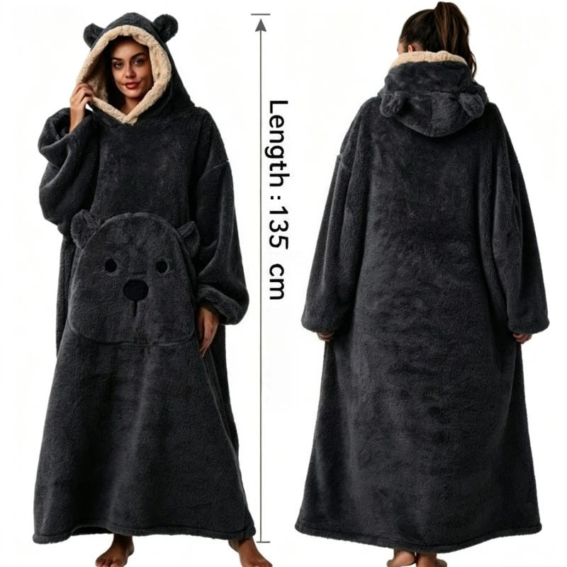Bear Fleece Hooded Wearable Blanket
