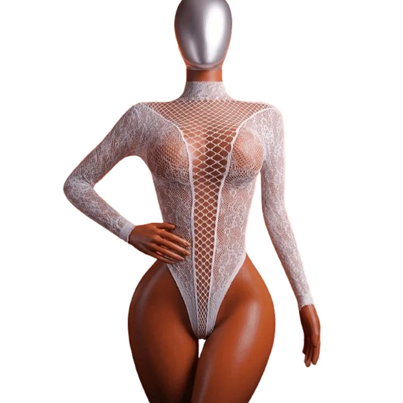 Women's Lace & Sheer Mesh Cutout Bodysuit