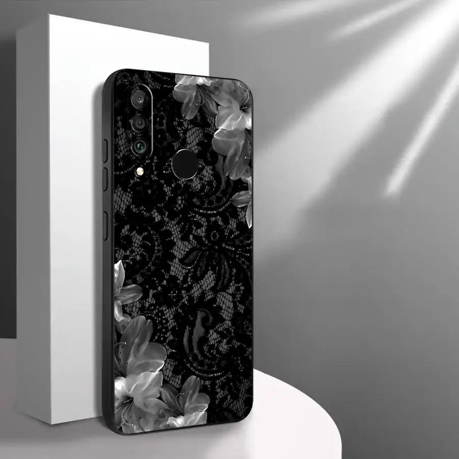 Case for Huawei P20 P40 Lite P30 P20 Pro P20 Lite 2018 P Smart 2019 Funda Phone Cover Black Floral Lace