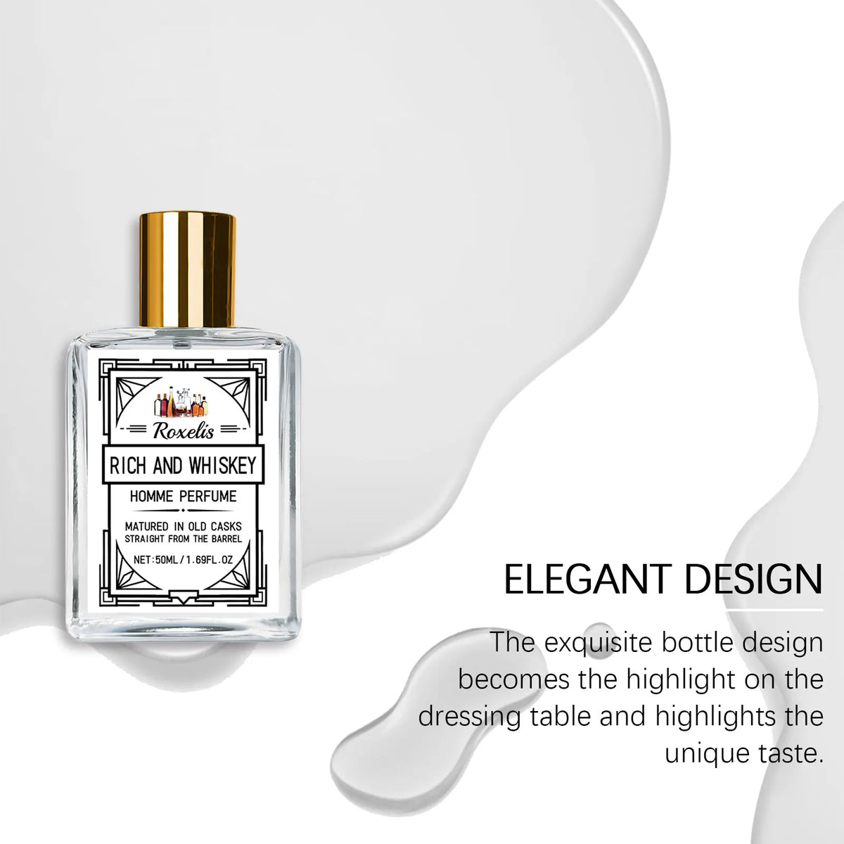 Roxelis 50ml Charm Whisky Men's Perfume Gulong Fragrance Elegant Fresh Charm Fragrance for Men Perfume