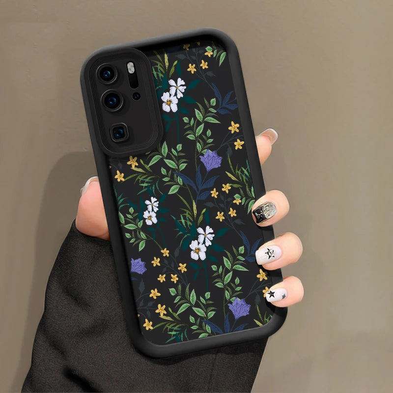 Silicone Floral Phone Case For Huawei P Smart Pro P50 Pro P40 Lite 5G Y7A Y9S P30 P20 Y9 Prime 2019 Shockproof Back Capa