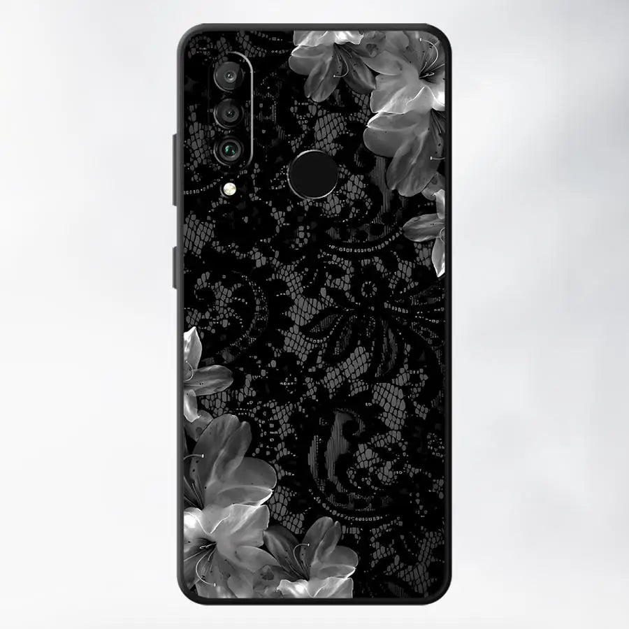 Case for Huawei P20 P40 Lite P30 P20 Pro P20 Lite 2018 P Smart 2019 Funda Phone Cover Black Floral Lace