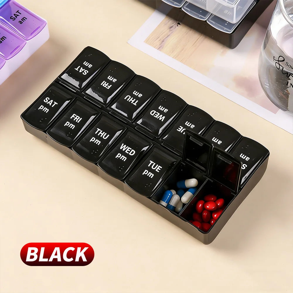 Portable 14-Compartment Pill Organiser