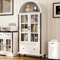 71” Handcrafted Arched Bookcase, Filing Cabinet for Home Office, Wooden Display Cabinet with Glass Doors , Customized